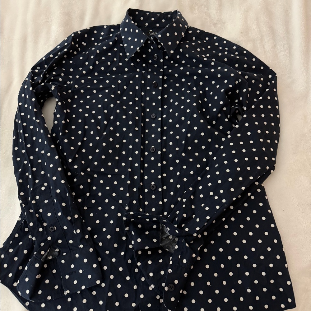 Ralph Lauren Dark Blue Polka Dot Shirt